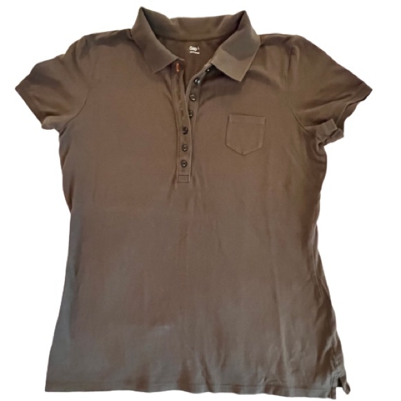 GAP- Olive Green Women's Button
Front Polo Shirt. Size: large - Picture 2 of 6